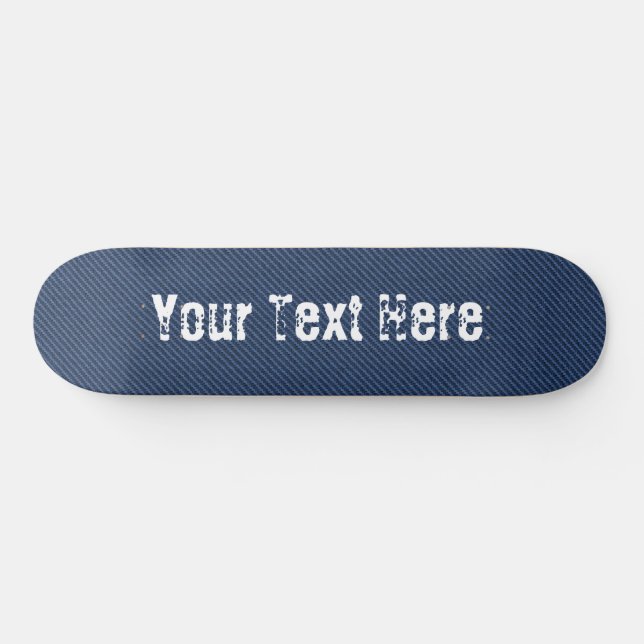 Faux Blue Jeans Fabric Custom Text Skateboard (Horz)