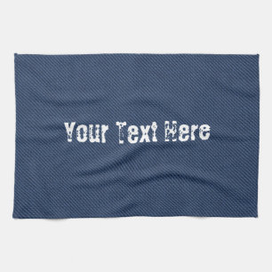 Faux Blue Jeans Fabric Kitchen Towel - Your Text