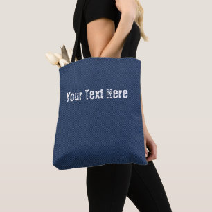 Faux Blue Jeans Fabric Tote Bag with Custom Text