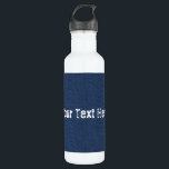 Faux Blue Jeans Fabric Water Bottle Custom Text<br><div class="desc">Blue Jeans Fabric Water Bottle Your Text</div>