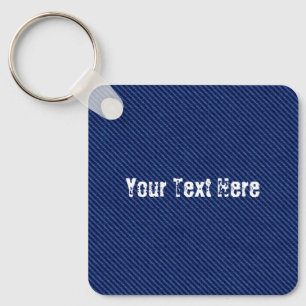 Faux Blue Jeans Keychain Gift - Your Text Name