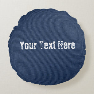 Faux Blue Jeans Round Pillow with Custom Text