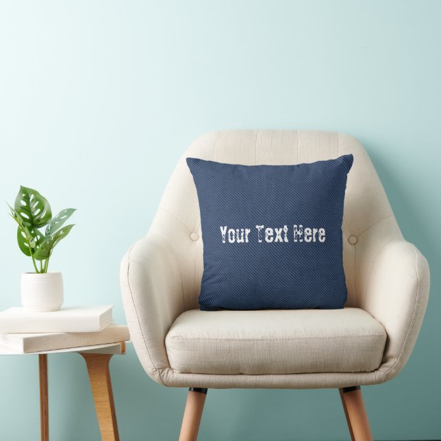 Faux Blue Jeans Throw Pillow with Custom Text (Chair)