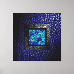 Faux Blue Leather Decortive FL design Canvas Print