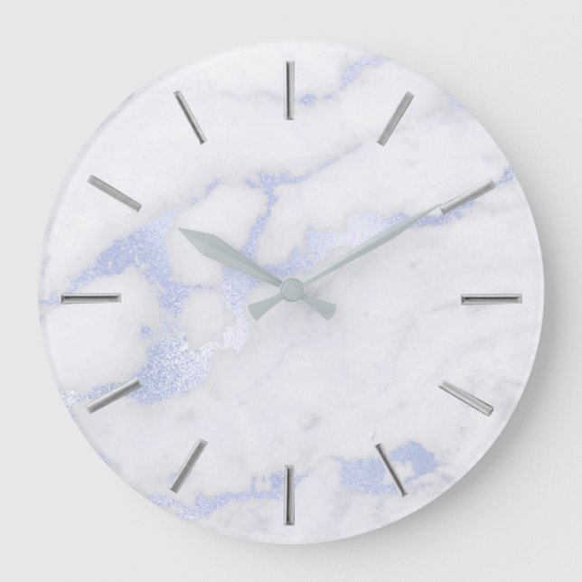 faux blue marble stone design large clock (Front)