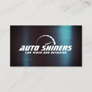 Faux blue metallic shine business card