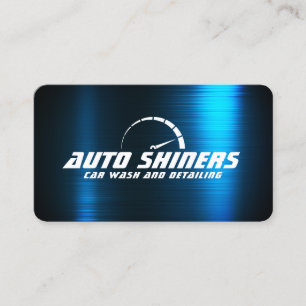 Faux blue metallic shine business card