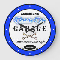Faux Blue Neon Classic Car Garage Any Name