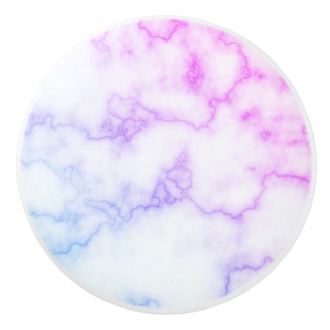 Faux Blue Pink and Purple Marble Ceramic Knob (Front)