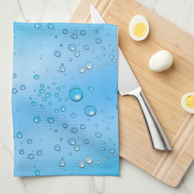 Faux Blue Water Bubbles Tea Towel (Quarter Fold)