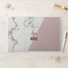 Faux Blush Leather Marble Rose Gold Monogram