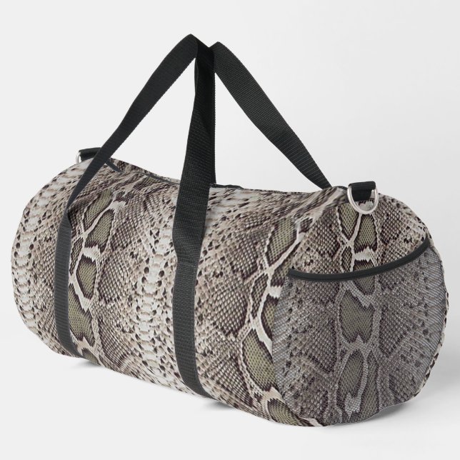 Faux Boa Constrictor Snakeskin Duffle Bag (Right Corner)