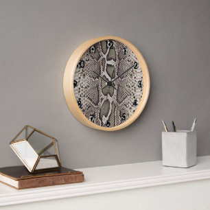 Faux Boa Constrictor Snakeskin Wall Clock