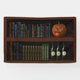 Faux Book Shelf Haunted House Banner