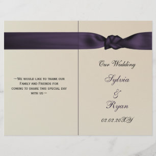 FAUX bow amethyst purple wedding programs