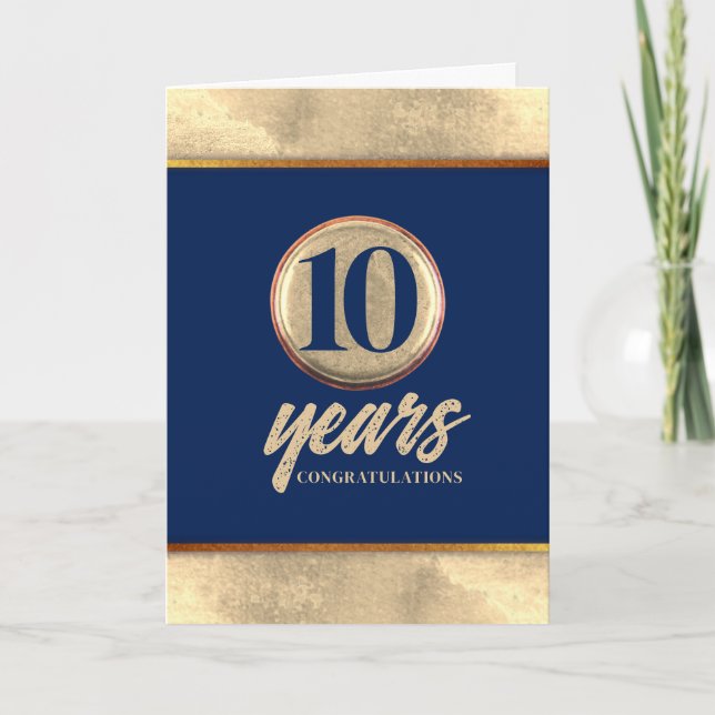 Faux brass universal employee anniversary card (Front)