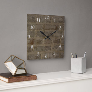 Faux Brick Wall Square Clock