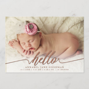 Faux Bronze Baby Birth Announcement Photo Cards