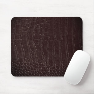 Faux Brown Alligator Crocodile Leather Print Mouse Mat