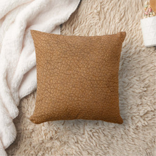 Faux Brown Animal Leather Print Crocodile Cushion