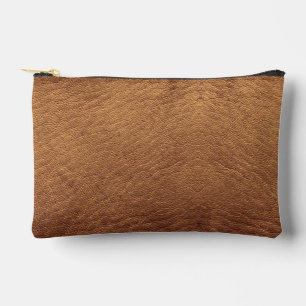 Faux Brown Leather Accessory Pouch