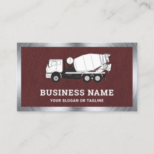 Faux Brown Leather Concrete Mixer Cement Truck Business Card