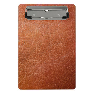 Faux brown leather mini clipboard
