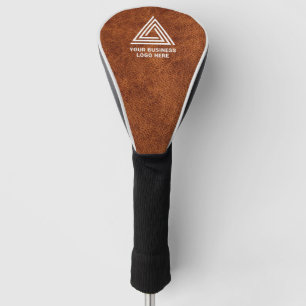 Faux Brown Leather Modern Business Logo Golf Head Cover