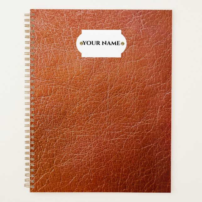 Faux brown leather  planner (Front)