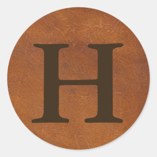 Faux Brown Leather Texture Classic Round Sticker