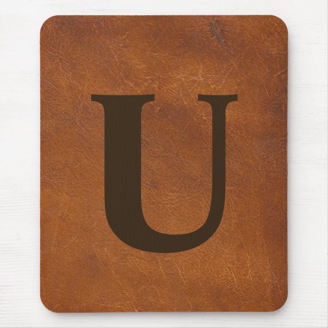 Faux Brown Leather Texture Mouse Mat (Front)