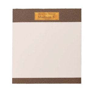 Faux Brown Leather Texture With Gold Foil Banner Notepad