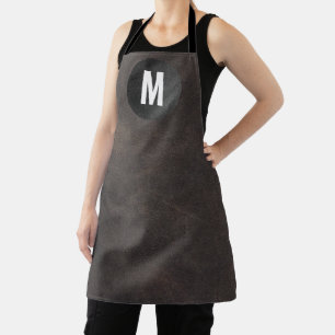 Faux Brown Leather Vegan Monogram Apron