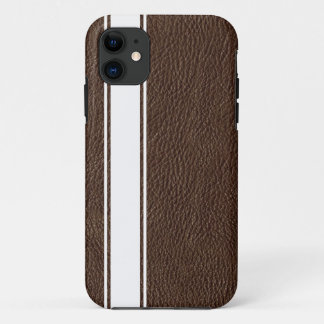 Faux Brown Leather & White Stripe iPhone 5s Case