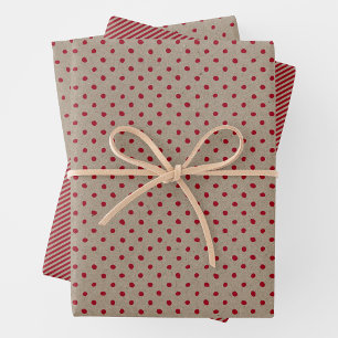 Faux Brown & Red Kraft Paper With Multi Patterns