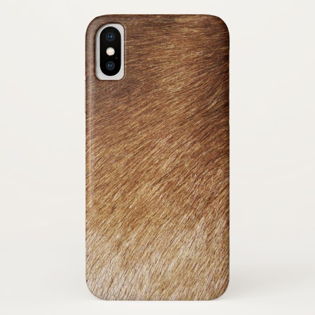 Faux Brown Short Fur Texture Hair Photo Phone Case (Back)