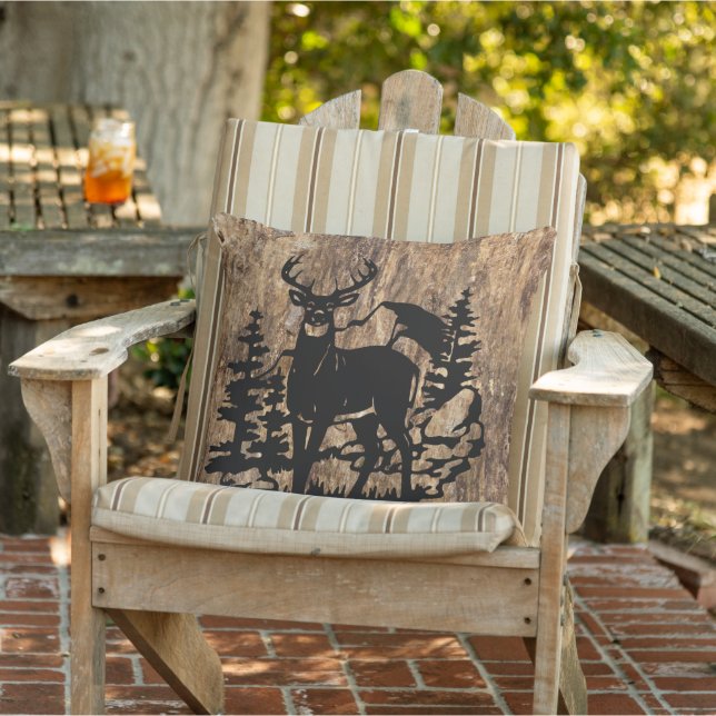 Faux Brown Tree Bark Texture Look Pattern Cushion (Chair)