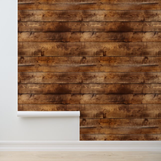 Faux Brown Wood Wallpaper (Application)
