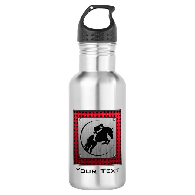 Faux Brushed Aluminium Equestrian. 532 Ml Water Bottle (Front)
