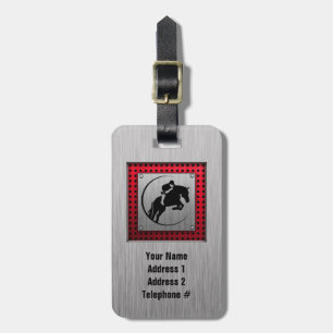 Faux Brushed Aluminium Equestrian. Luggage Tag