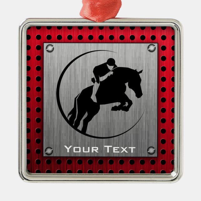 Faux Brushed Aluminium Equestrian. Metal Tree Decoration (Front)