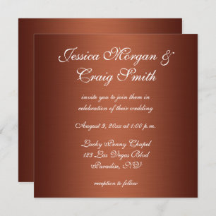 Faux Brushed Copper Ombre Wedding Invitation