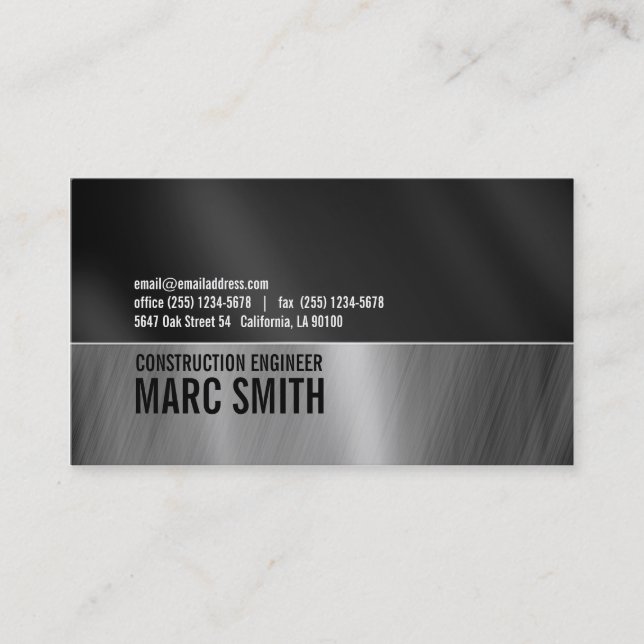 Faux Brushed Metal  Business Card Two Sided (Front)
