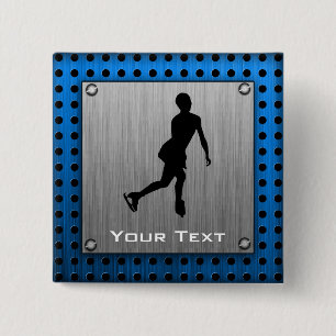 Faux Brushed Metal; Figure Skating 15 Cm Square Badge