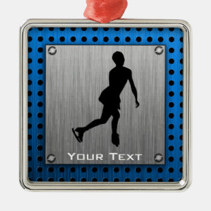 Faux Brushed Metal; Figure Skating Metal Tree Decoration