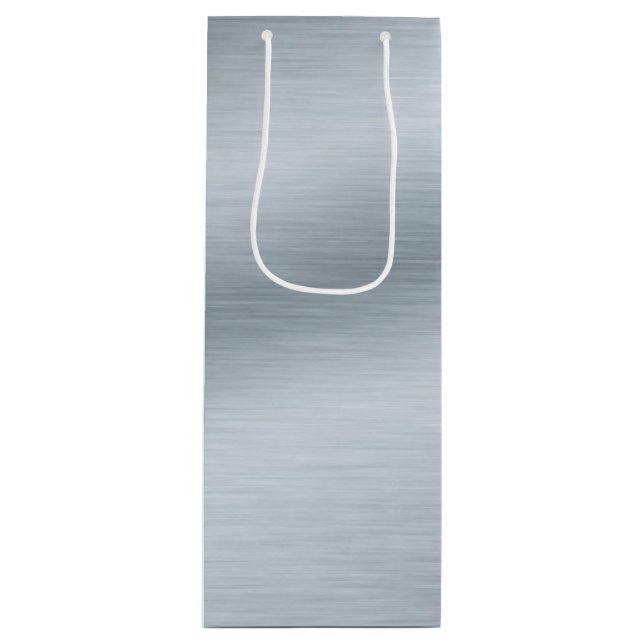 Faux Brushed Silver Background Wine Gift Bag (Front)
