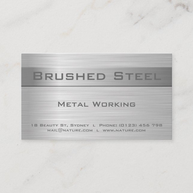 Faux Brushed Steel Business Card (Front)