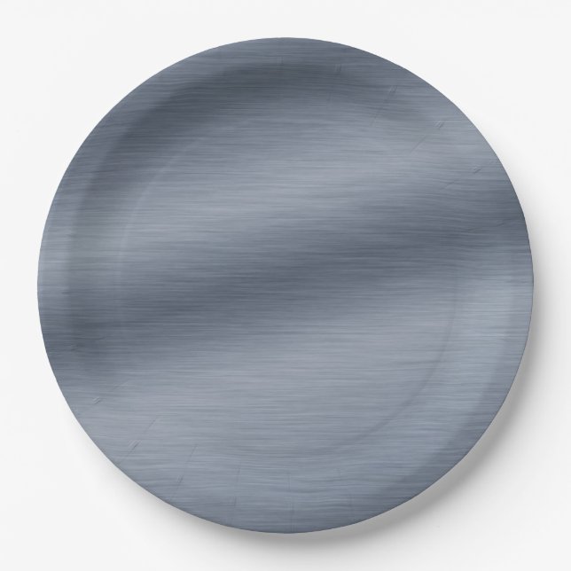 Faux Brushed Steel Elegant Background Paper Plate (Front)