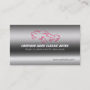 Faux Brushed Steel - Red Classic Car template Business Card