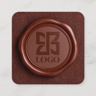Faux Burgundy Wax Elegant Business Logo Square Business Card